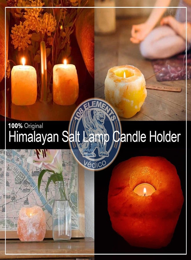 108 ELEMENTS Hand Carved Hand Made Himalayan Salt Candle Holders with Healing Properties, Purification, Spirituality, Feng Shui, Prosperity Harmony Wellness Natural Healing Ideal for Home Décor - Image 3